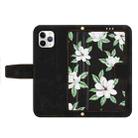 For iPhone 11 Pro Floral Pattern Leather Phone Case with Lanyard(Black) - 3