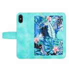 For iPhone XS / X Floral Pattern Leather Phone Case with Lanyard(Green) - 3