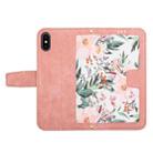 For iPhone XS / X Floral Pattern Leather Phone Case with Lanyard(Pink) - 3