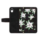 For iPhone XR Floral Pattern Leather Phone Case with Lanyard(Black) - 3