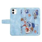 For iPhone 12 mini Floral Pattern Leather Phone Case with Lanyard(Light Blue) - 3