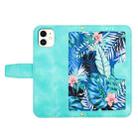 For iPhone 12 mini Floral Pattern Leather Phone Case with Lanyard(Green) - 3
