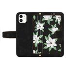 For iPhone 12 mini Floral Pattern Leather Phone Case with Lanyard(Black) - 3