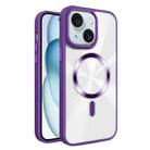 For iPhone 15 Plus Glaring CD Texture MagSafe Phone Case(Deep Purple) - 1