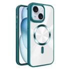 For iPhone 15 Plus Glaring CD Texture MagSafe Phone Case(Deep Green) - 1