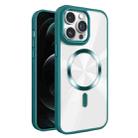 For iPhone 12 Pro Max Glaring CD Texture MagSafe Phone Case(Deep Green) - 1