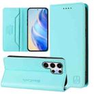 For Samsung Galaxy S24 Ultra 5G RC01 Dual-Folded Magnetic Suction RFID Leather Phone Case(Mint Green) - 1