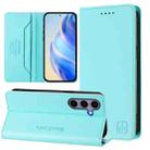 For Samsung Galaxy S24 FE 5G RC01 Dual-Folded Magnetic Suction RFID Leather Phone Case(Mint Green) - 1