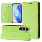 For Samsung Galaxy S24 FE 5G RC01 Dual-Folded Magnetic Suction RFID Leather Phone Case(Grass Green) - 1