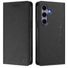For Samsung Galaxy S24 FE 5G RC01 Dual-Folded Magnetic Suction RFID Leather Phone Case(Black) - 2