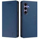 For Samsung Galaxy S24 FE 5G RC01 Dual-Folded Magnetic Suction RFID Leather Phone Case(Dark Blue) - 2