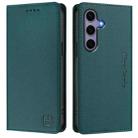 For Samsung Galaxy S24 FE 5G RC01 Dual-Folded Magnetic Suction RFID Leather Phone Case(Dark Green) - 2