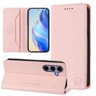 For Samsung Galaxy S23 FE 5G RC01 Dual-Folded Magnetic Suction RFID Leather Phone Case(Pink) - 1