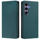 For Samsung Galaxy S23 FE 5G RC01 Dual-Folded Magnetic Suction RFID Leather Phone Case(Dark Green) - 2