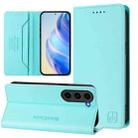 For Samsung Galaxy S23 5G RC01 Dual-Folded Magnetic Suction RFID Leather Phone Case(Mint Green) - 1