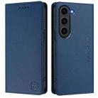 For Samsung Galaxy S23 5G RC01 Dual-Folded Magnetic Suction RFID Leather Phone Case(Dark Blue) - 2