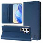 For Samsung Galaxy S22 Ultra 5G RC01 Dual-Folded Magnetic Suction RFID Leather Phone Case(Dark Blue) - 1