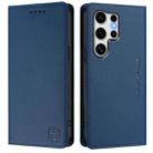 For Samsung Galaxy S22 Ultra 5G RC01 Dual-Folded Magnetic Suction RFID Leather Phone Case(Dark Blue) - 2