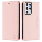 For Samsung Galaxy S21 Ultra 5G RC01 Dual-Folded Magnetic Suction RFID Leather Phone Case(Pink) - 2