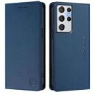 For Samsung Galaxy S21 Ultra 5G RC01 Dual-Folded Magnetic Suction RFID Leather Phone Case(Dark Blue) - 2