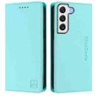 For Samsung Galaxy S22 5G RC01 Dual-Folded Magnetic Suction RFID Leather Phone Case(Mint Green) - 2