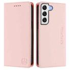 For Samsung Galaxy S22 5G RC01 Dual-Folded Magnetic Suction RFID Leather Phone Case(Pink) - 2