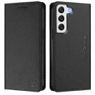 For Samsung Galaxy S22 5G RC01 Dual-Folded Magnetic Suction RFID Leather Phone Case(Black) - 2