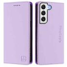 For Samsung Galaxy S22 5G RC01 Dual-Folded Magnetic Suction RFID Leather Phone Case(Light Purple) - 2