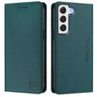 For Samsung Galaxy S22 5G RC01 Dual-Folded Magnetic Suction RFID Leather Phone Case(Dark Green) - 2