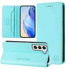 For Samsung Galaxy S21 5G RC01 Dual-Folded Magnetic Suction RFID Leather Phone Case(Mint Green) - 1