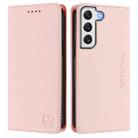 For Samsung Galaxy S21 5G RC01 Dual-Folded Magnetic Suction RFID Leather Phone Case(Pink) - 2