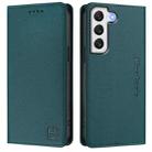 For Samsung Galaxy S21 5G RC01 Dual-Folded Magnetic Suction RFID Leather Phone Case(Dark Green) - 2