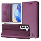 For Samsung Galaxy S21 5G RC01 Dual-Folded Magnetic Suction RFID Leather Phone Case(Violet) - 1