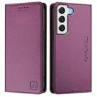 For Samsung Galaxy S21 5G RC01 Dual-Folded Magnetic Suction RFID Leather Phone Case(Violet) - 2