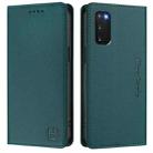 For Samsung Galaxy S20 FE RC01 Dual-Folded Magnetic Suction RFID Leather Phone Case(Dark Green) - 2