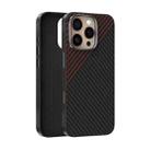 For iPhone 16 Pro ABEEL C Carbon Fiber Series 6D Micro Relief MagSafe Phone Case(Black Red) - 1