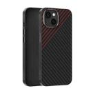 For iPhone 15 Plus ABEEL C Carbon Fiber Series 6D Micro Relief MagSafe Phone Case(Black Red) - 1