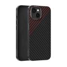 For iPhone 14 Plus ABEEL C Carbon Fiber Series 6D Micro Relief MagSafe Phone Case(Black Red) - 1