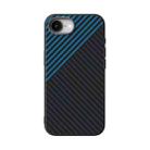 For iPhone 16e ABEEL C Carbon Fiber Series 6D Micro Relief MagSafe Phone Case(Black Blue) - 2