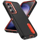 For Samsung Galaxy S24 / S25 5G Rugged PC Hybrid Silicone Phone Case with Holder(Black+Orange) - 2