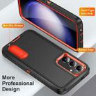 For Samsung Galaxy S24 / S25 5G Rugged PC Hybrid Silicone Phone Case with Holder(Black+Orange) - 3