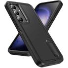 For Samsung Galaxy S24 / S25 5G Rugged PC Hybrid Silicone Phone Case with Holder(Black) - 2