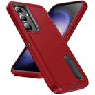 For Samsung Galaxy S24 / S25 5G Rugged PC Hybrid Silicone Phone Case with Holder(Red+Black) - 2