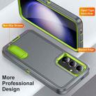 For Samsung Galaxy S24 / S25 5G Rugged PC Hybrid Silicone Phone Case with Holder(Grey+Fresh Green) - 3
