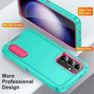 For Samsung Galaxy S24 / S25 5G Rugged PC Hybrid Silicone Phone Case with Holder(Light Green+Rose Red) - 3