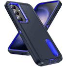 For Samsung Galaxy S24 / S25 5G Rugged PC Hybrid Silicone Phone Case with Holder(Dark Blue+Royal Blue) - 2