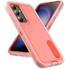 For Samsung Galaxy S24 / S25 5G Rugged PC Hybrid Silicone Phone Case with Holder(Transparent+Orange) - 2