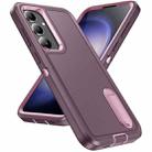 For Samsung Galaxy S24 / S25 5G Rugged PC Hybrid Silicone Phone Case with Holder(Purple+Pink) - 2