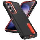 For Samsung Galaxy S24+ / S25+ 5G Rugged PC Hybrid Silicone Phone Case with Holder(Black+Orange) - 2