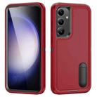 For Samsung Galaxy S24+ / S25+ 5G Rugged PC Hybrid Silicone Phone Case with Holder(Red+Black) - 1